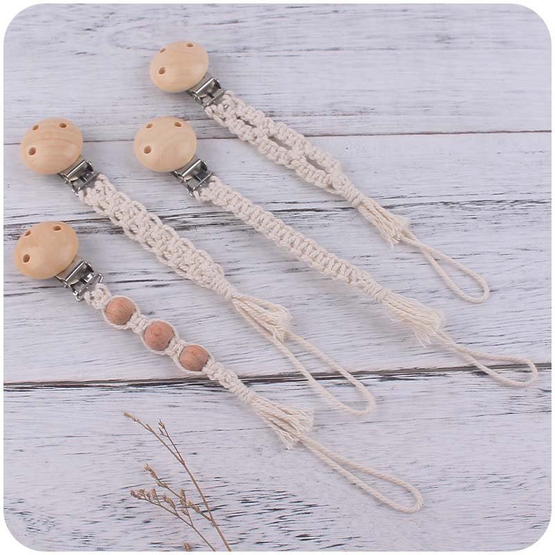 Nuevo hemu chupete clip juguete DIY bebé creativo hecho a mano tejido de algodón cuerda chupete cadena chupete cuerda