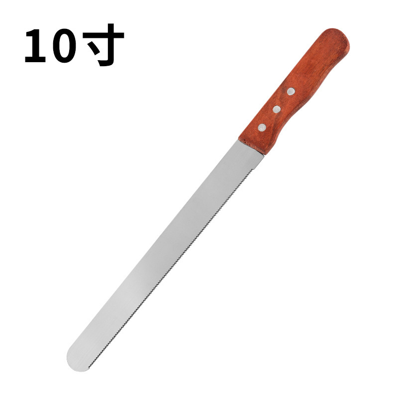 Cuchillo de pan de acero inoxidable con mango de madera al por mayor 8 pulgadas 10 pulgadas 12 pulgadas cortador de horneado dentado tostado espátula de pastel de crema