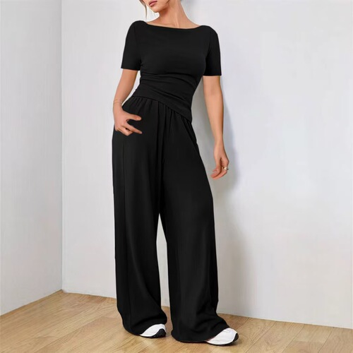 Amazon's hot products, relaxed women's wide-leg pants, two-piece soft waxy style suit covers fashion and irregular