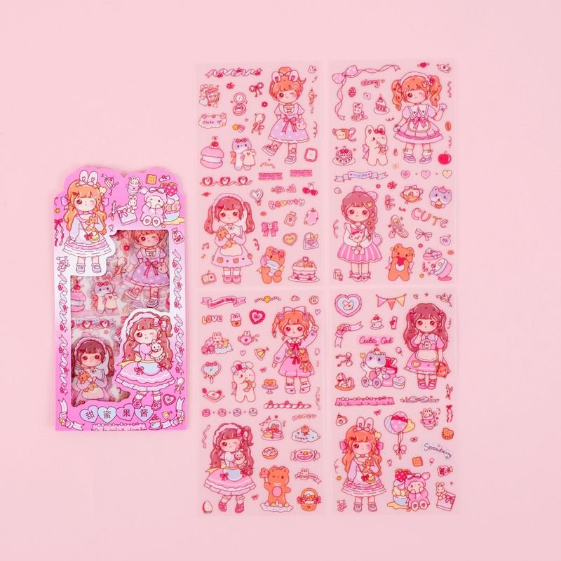 漫画ハニーソースガールステッカーかわいいガーリーハート防水ペットキャラクター装飾ステッカー DIY ハンドブック素材ステッカー|undefined