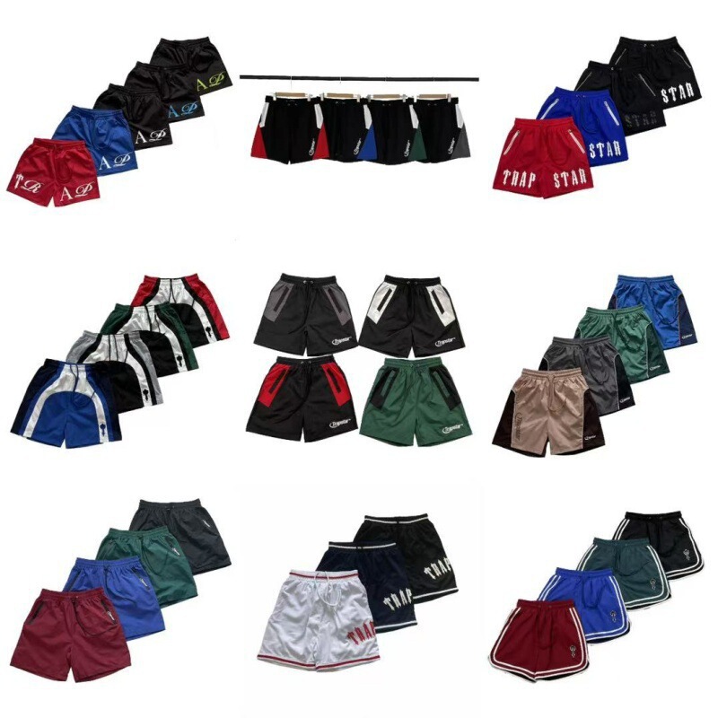 Cross-border foreign trade Trapstar letter print embroidered shorts, summer loose sports casual beach shorts for men Cross-border foreign trade Trapstar letter print embroidered shorts, summer loose sports casual beach shorts for men