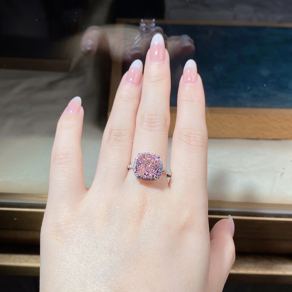Tancise Prata Esterlina Cor Rosa Pedra Preciosa Coquetel De Noivado Anel Feminino Jóias Finas_voghion.com