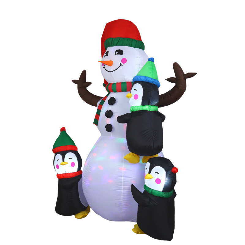 Amazon nuevo muñeco de nieve infláble de Navidad LED decoración de decoración de vacaciones decoración de patio pingüino