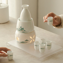 千里江山温酒器家用中式酒杯酒壶白酒黄酒清酒加热烫酒陶瓷酒具