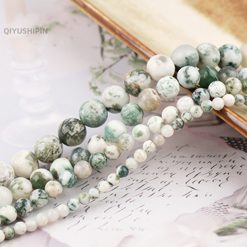 Factory direct sale natural tree grain agate beads DIY jewelry accessories handmade stringing beads tree grain stone round beads wholesale