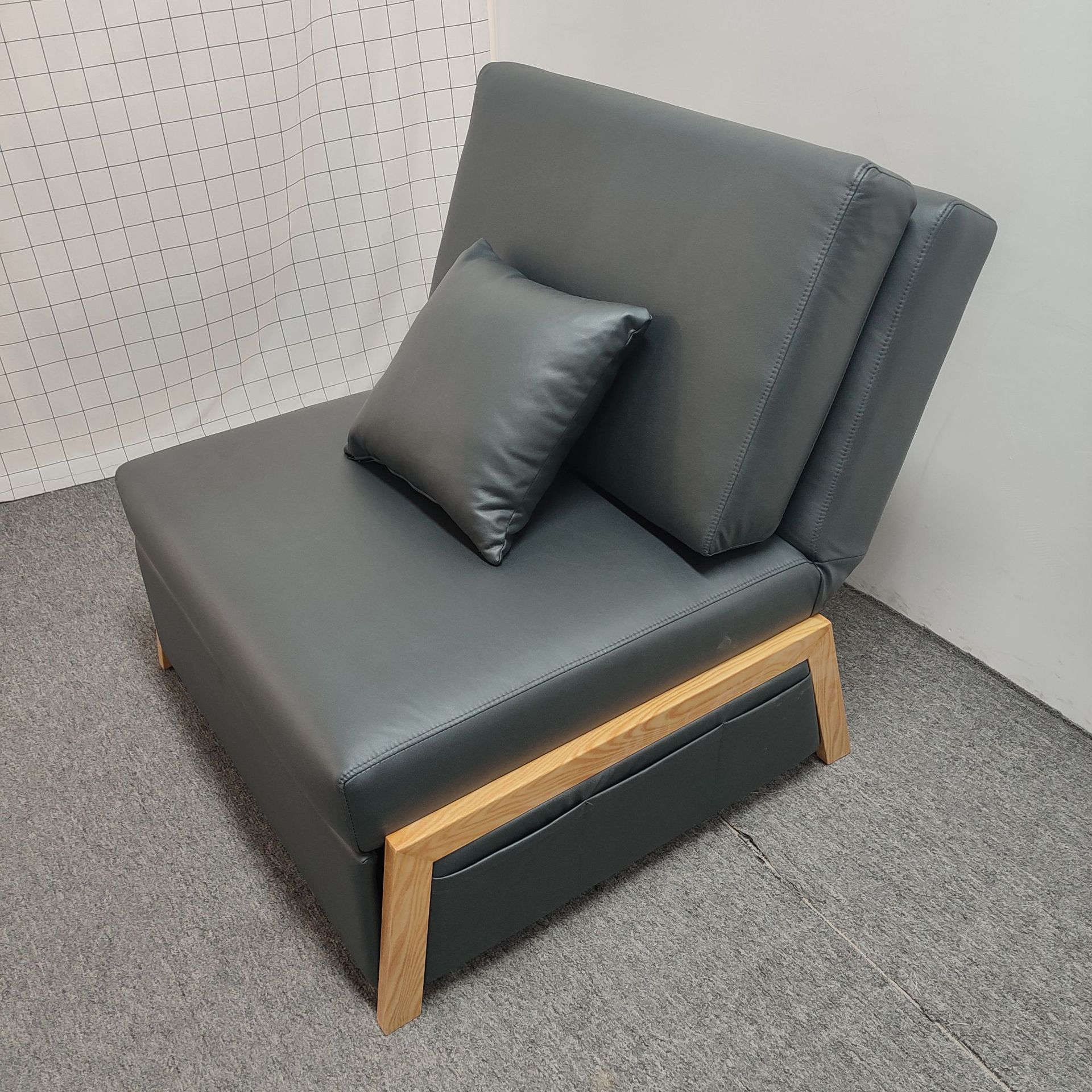 Sofá cama multifuncional de una sola persona para casa pequeña balcón sala de estar almuerzo sin lavar tela de tecnología de peinado telescópico image 4