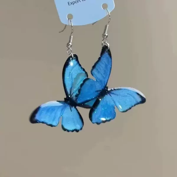 Blue Butterfly 925 Silver Needle Super Fairy No Piercing Pearl Earrings for Women Mori Style Dreamy Ear Clips Mosquito Coil High-End Feel