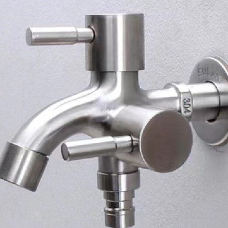 Alloy wire drawing multifunctional one-in-two-out faucet for balcony toilet and bathroom dual-purpose faucet