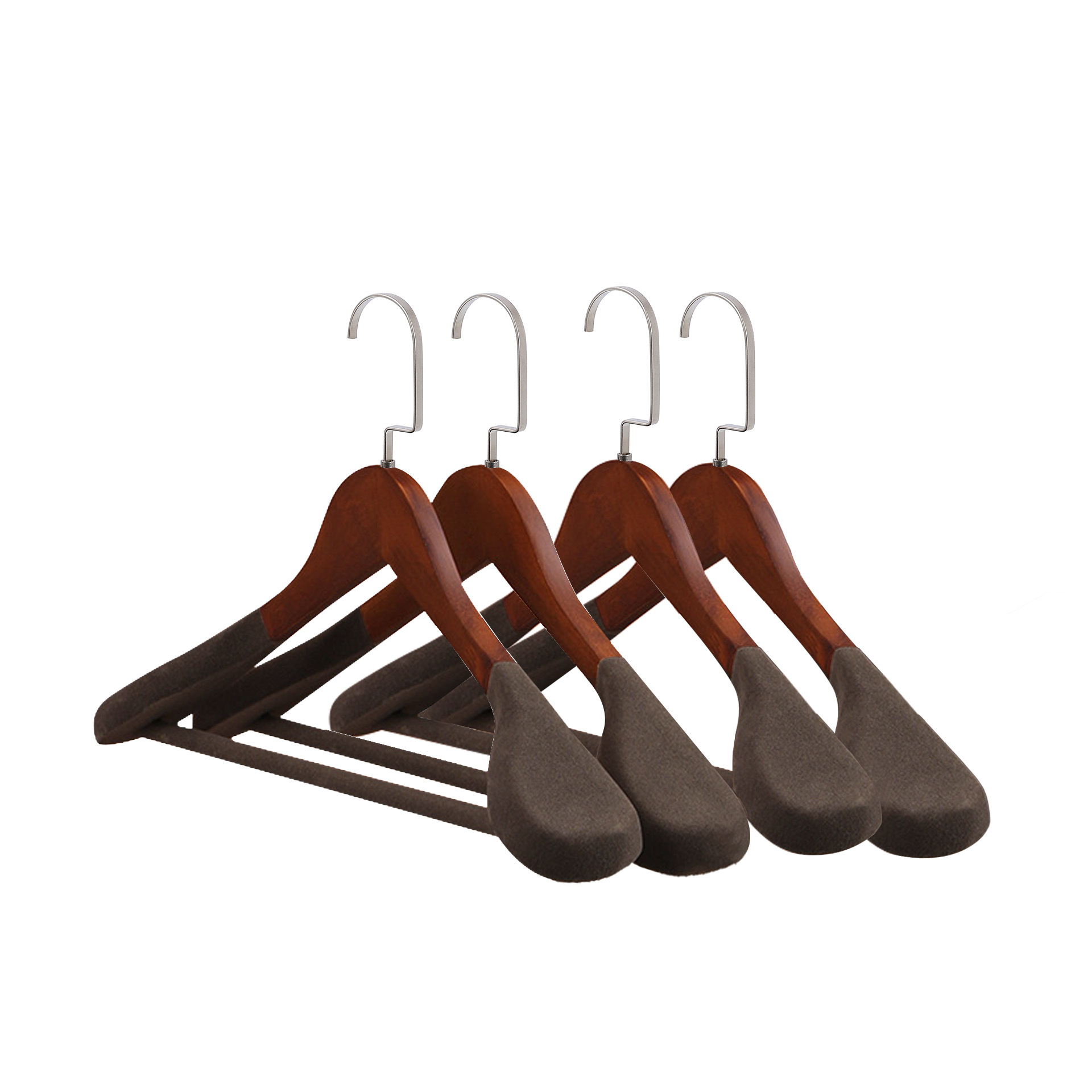 Hombres anchos de alto grado flocado percha de madera sólida abrigo antideslizante hombro sin marcas percha de ropa percha