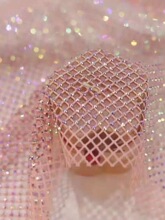 奢钻ss12闪亮彩色烫钻DIY肚皮舞服装弹力网布面料舞蹈欧美风