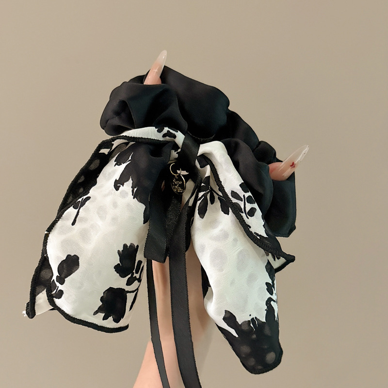 El estilo francés de alto nivel arco de cabello de la cuerda de cabello del intestino grueso temperamento de cola de caballo de verano tinta flotante cuerda de cabeza fría