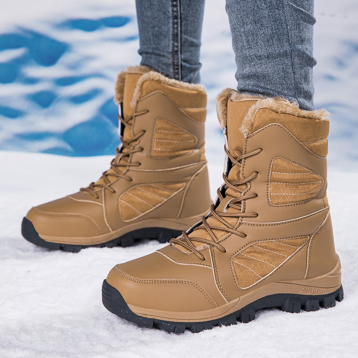 Botas de algodón de invierno para mujeres al aire libre más vello grueso calentamiento botas de nieve de comercio exterior zapatos de mujer de tamaño grande image 29
