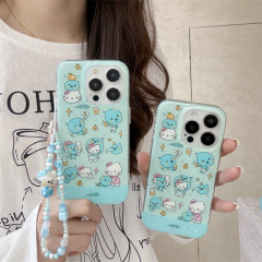 フラッシュピンクの星いっぱいのクールなkt猫はiPhone16リンゴ15ProMax/14/13携帯電話ケースチェーンを適用する
