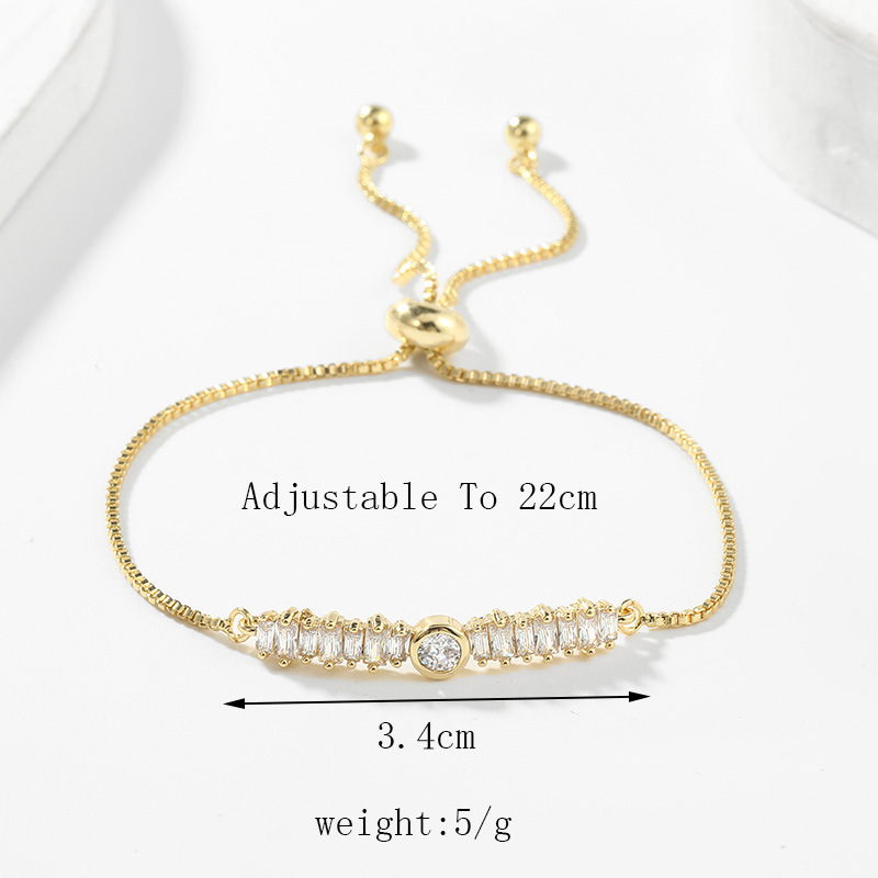 Creative copper inlaid zircon real gold electroplating pull bracelet