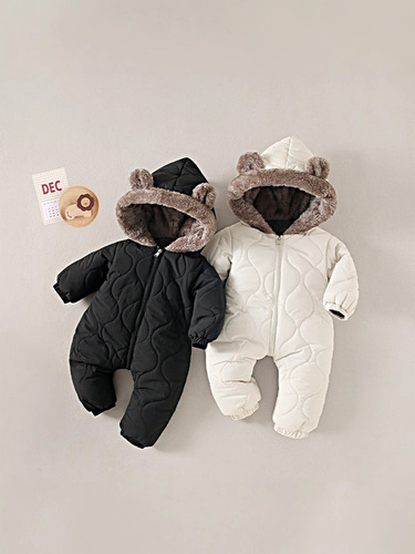 Infants with cashmere thick winter climbing clothes for children autumn and winter onepiece clothes for winter men and baby long sleeves super cute cartoon