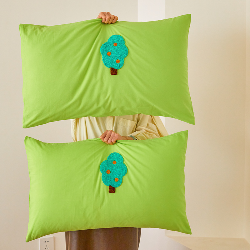 Un par de fundas de almohada bordadas con toalla de algodón ins 48x74 funda de almohada grande para adultos de algodón simple funda de núcleo de almohada para estudiantes