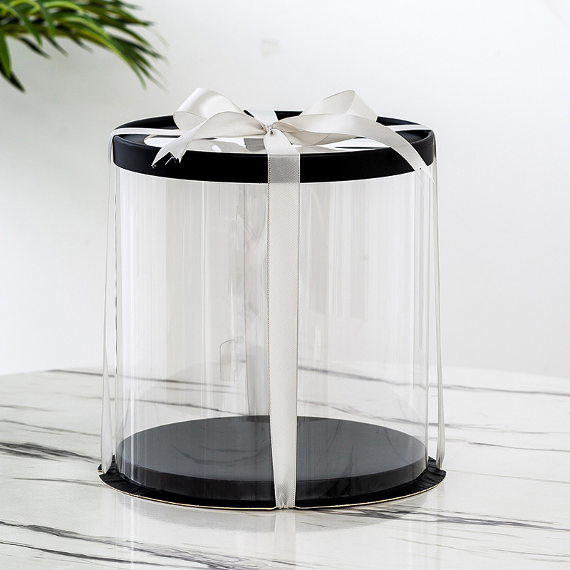 Window round transparent birthday cake box single and double high gift baked flowers 6/8/10 inch packaging manufacturer wholesale