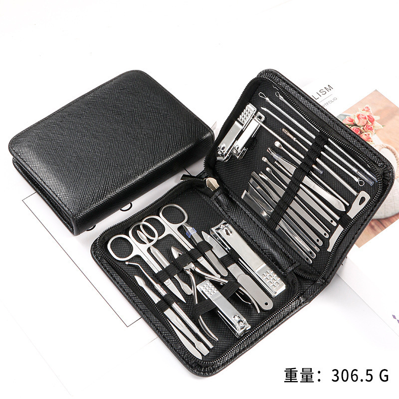 Herramientas domésticas cortadoras de uñas cuchara de orejas cejas negras 26 pedicoras cortadoras de uñas pinzas de uñas conjunto de cortadoras de uñas