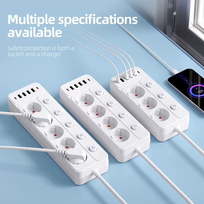工厂定制新款欧规插座多功能欧式插线板跨境欧洲标准usb带线插排