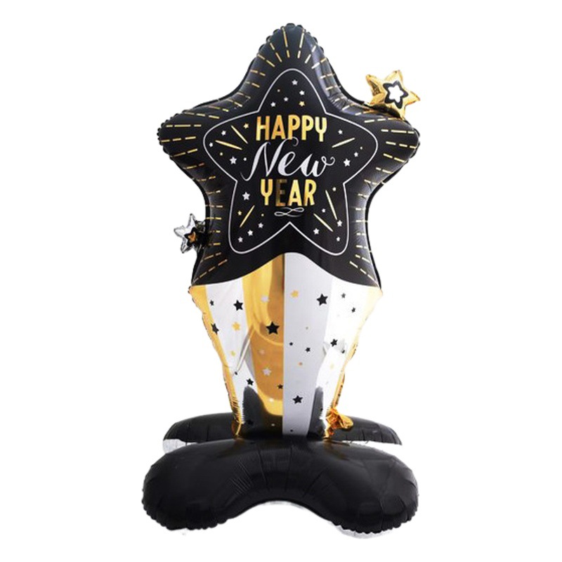 Año Nuevo columna de globo de aluminio Feliz Año Nuevo base globo decoración de Año Nuevo