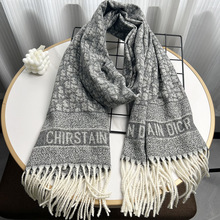 新款字母仿羊绒围巾 秋冬百搭女款时尚披肩 刺毛厚款现货