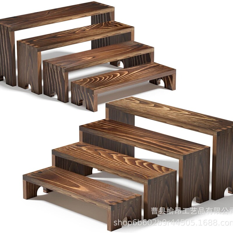 Cross-Border Wooden Storage Rack Desktop Tiered Display Stand Blind Box Figurine Display Rack Wooden Board Combination Manufacturer in Stock