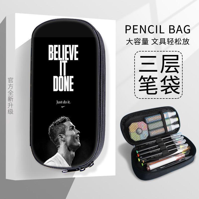 Estuche para lápices de lona Star Ronaldo para estudiantes de alto valor Estuche para papelería Messi Estuche para papelería multifuncional Estuche para lápices de gran capacidad