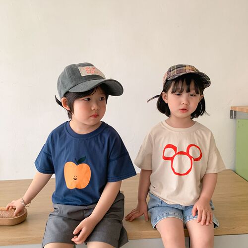Children's short-sleeved T-shirt boys pure cotton summer Korean cartoon print little girl  new baby T-shirt