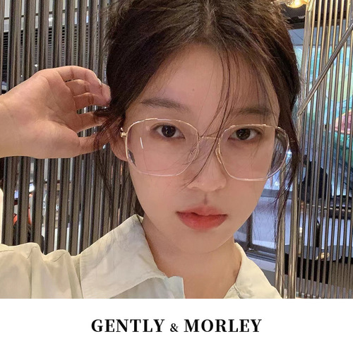 Ni Ni style large frame glasses for women, suitable for prescription, large face, eye frame, ultra-light pure titanium, bare face 03690