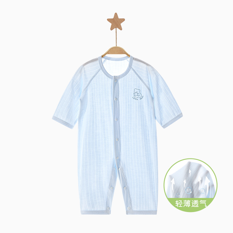 Ropa de bebé de una pieza, ropa de verano para recién nacidos, hombres y mujeres, pijamas transpirables de manga larga, ropa de verano para bebés image 10