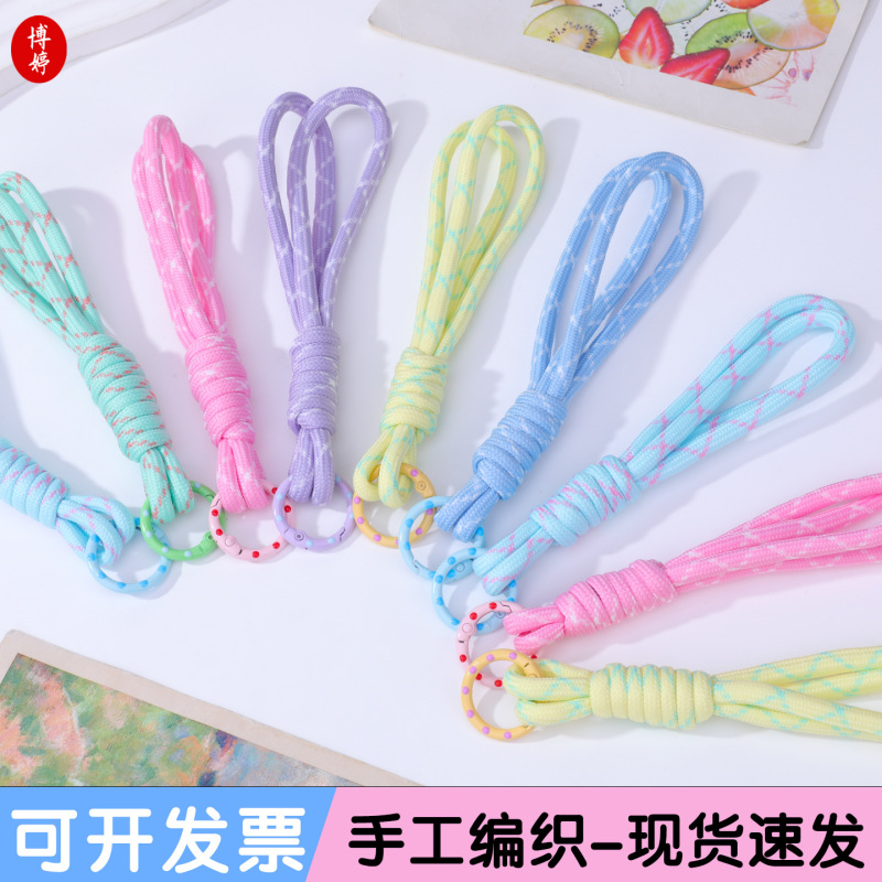 Double-layer colorful beaded mobile phone lanyard DIY keychain bag hanger car hanger creative accessory decoration