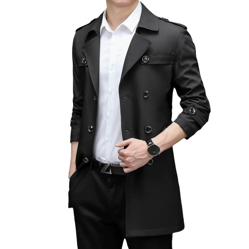 Jacket for leisure, trend long thin colored warm long-sleeve, mid-length