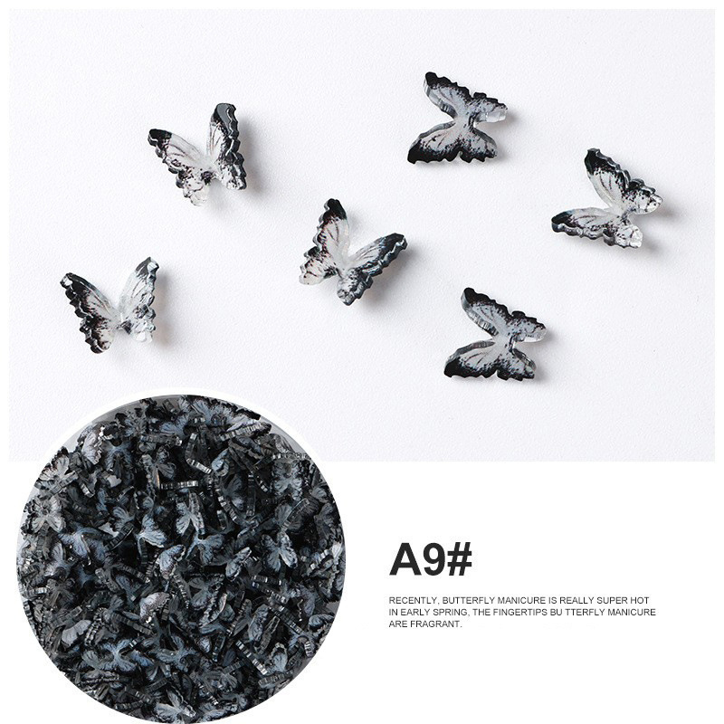 Acrílico mariposa resina tridimensional accesorios de uñas accesorios de flores plástico transparente uñas hechas a mano material DIY image 12