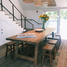 北欧实木餐桌椅组合现代简约吃饭桌子客厅家用长方形复古餐厅饭桌