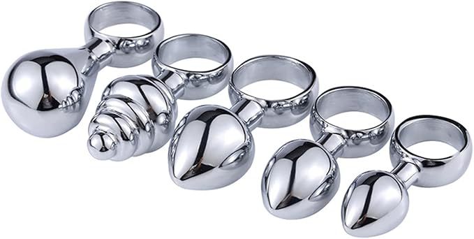 Metal Hand-Pulled Anal Plug, Silver Steel Beads, 6 cm Regular Size — detail image 1