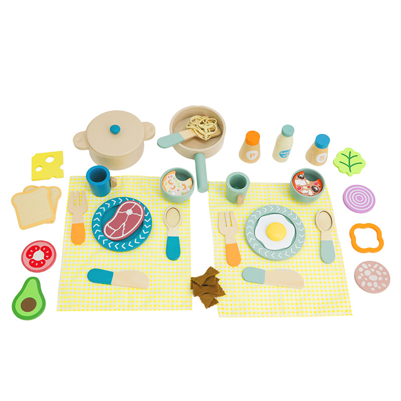 Cocina para niños Puzzle Juego de juegos Hogar Educación temprana Grupo de cocina Accesorios de alimentos Cocina simulada Vajilla pequeña Utensilios de cocina Juguetes