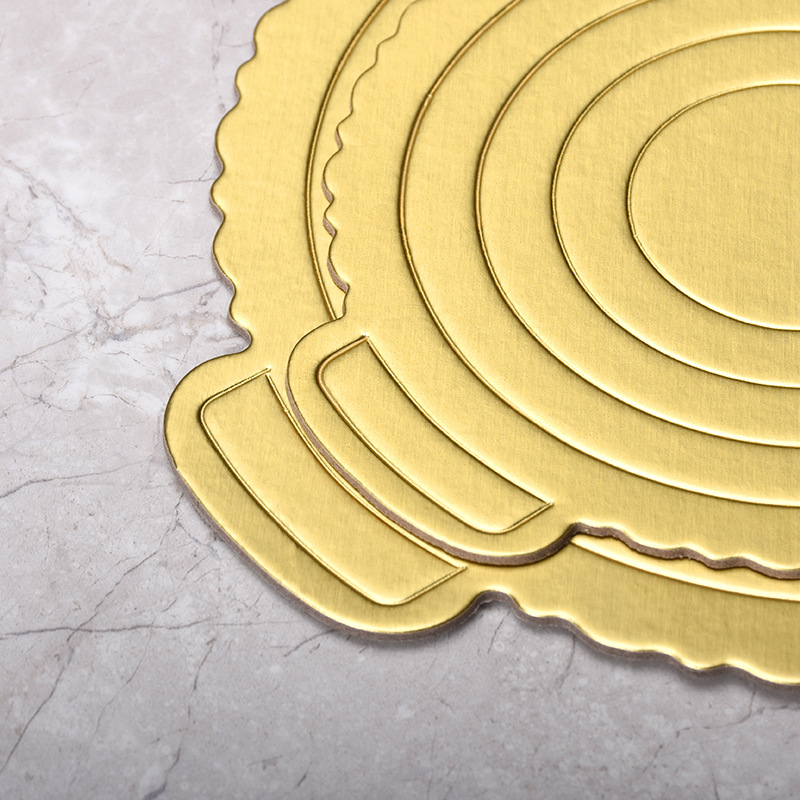 Pastel almohadilla de papel duro 12CM soporte inferior de oro soporte de papel redondo tarjeta de oro almohadilla de mousse engrosada almohadilla de soporte inferior desechable adornos