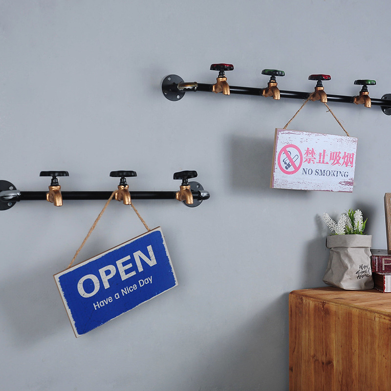 复古服装店展示架 铁艺金属水龙头上墙挂衣服架子壁挂支架