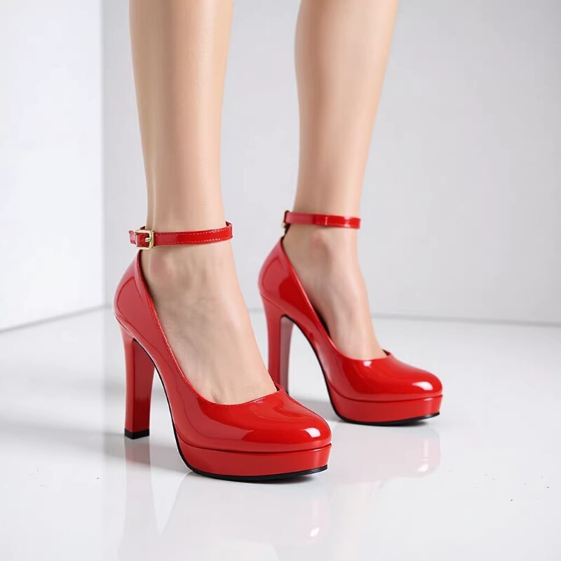 10cm Chunky Heel Patent Leather Work Shoes Professional Ol Waterproof Platform Shallow Mouth Single Shoes Women's High Heels Women's Size 42 Large 10cm Chunky Heel Patent Leather Work Shoes Professional Ol Waterproof Platform Shallow Mouth Single Shoes Women's High Heels Women's Size 42 Large
