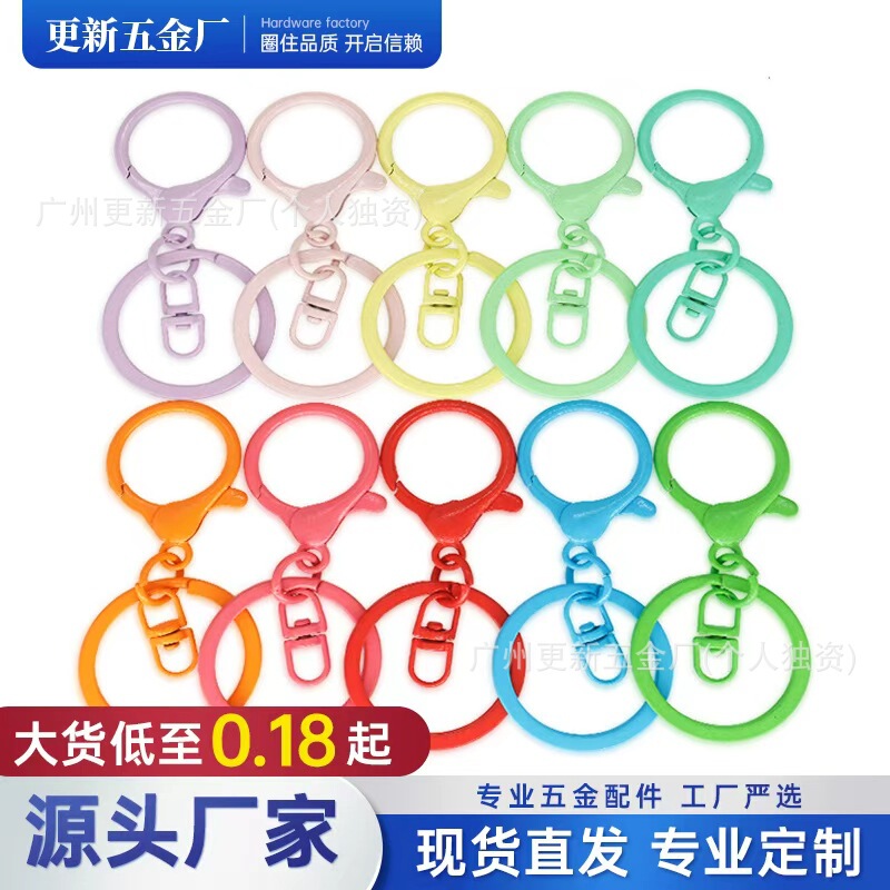 Colorful Painted Zinc Alloy Lobster Clasp 8-Shaped 3-Piece Set Keychain Accessories Doll Toy Hanging Buckle Keychain Pendant