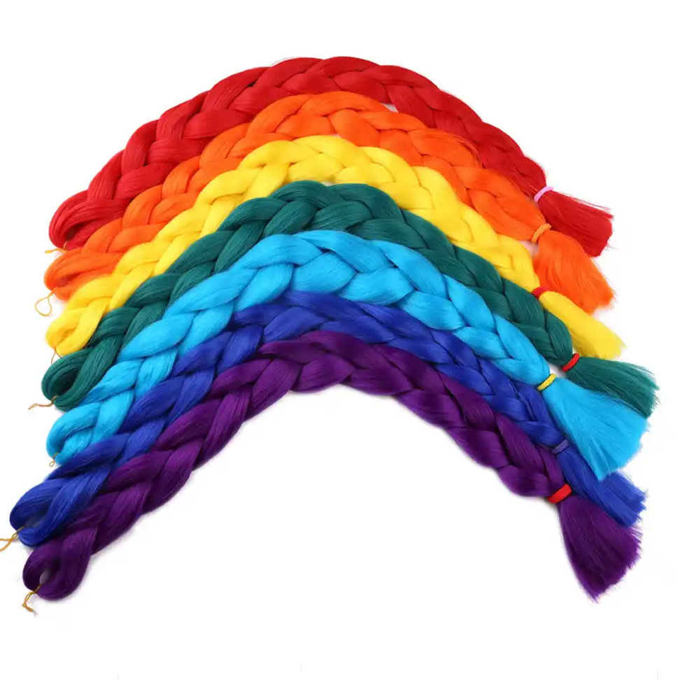 Trenzas africanas de fibra química de alta temperatura de seda trenzas pelucas de color monocromático grandes trenzas sueltas trenzas trenzas extensiones de boxeo