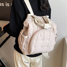 时尚双肩妈咪包2025新款高级感小众绣线母婴背包女大容量童车挂包