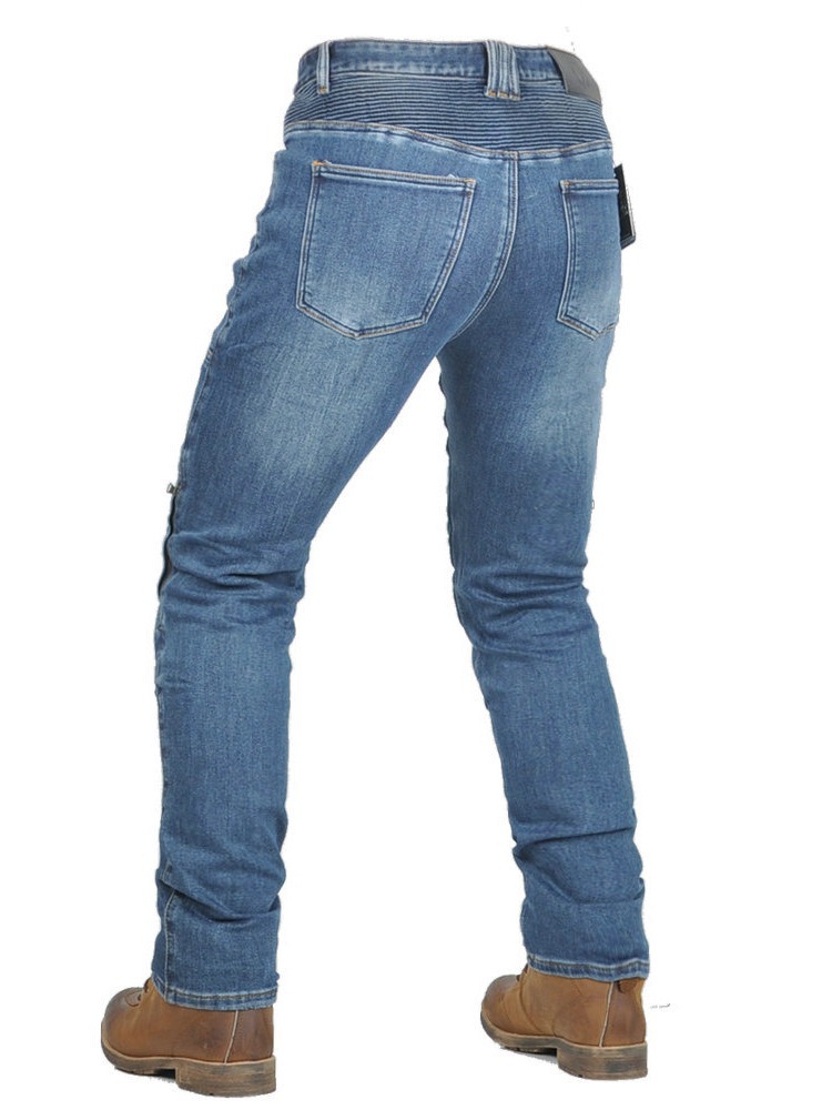 VOLERO Motocicleta Vaqueros Ropa de trabajo casual para hombre Elástico Retro Motocicleta Ciclismo Pantalones anti-caída Protector de silicona