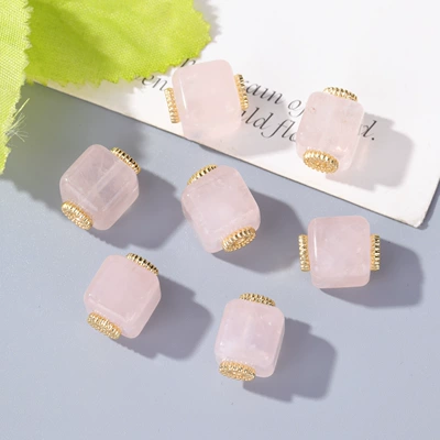 Natural Amethyst Pink Crystal Loose Beads Small Spacer Beads DIY Handmade Beaded Bracelet Necklace Accessories Beads (Zərgərlik ara hissələri) - 1-sugar-cubes
