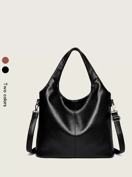 Fashionable Retro New Large-Capacity Tote Bag for Women, Korean Style Solid Color Casual Commuter Shoulder Bag, Pu Texture Crossbody Bag