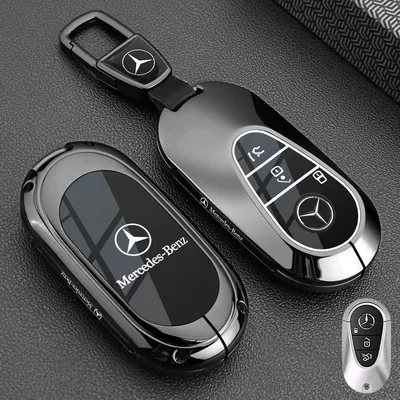 Special Mercedes-Benz E300L Key Cover E-Class C-Class C260L/C200L/A200L/Glc300L Classy Shell (Car key bag) - vinyl-benz-c-model-piano-black-car-logo-trapezoidal-buckle