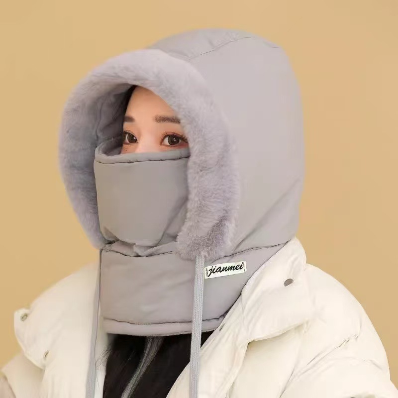 帽子女冬季新款围脖包头一体护耳电动车骑行保暖帽防风防寒骑行|undefined