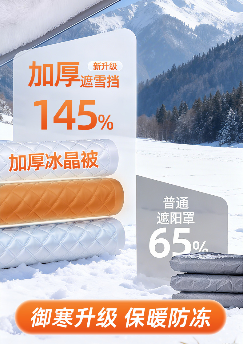 Car Front Windshield Snow Cover, Anti-Freeze, Snow Shield, Anti-Frost Car Cover, Winter Windshield Sun Protection, Heat Insulation and Sunshade