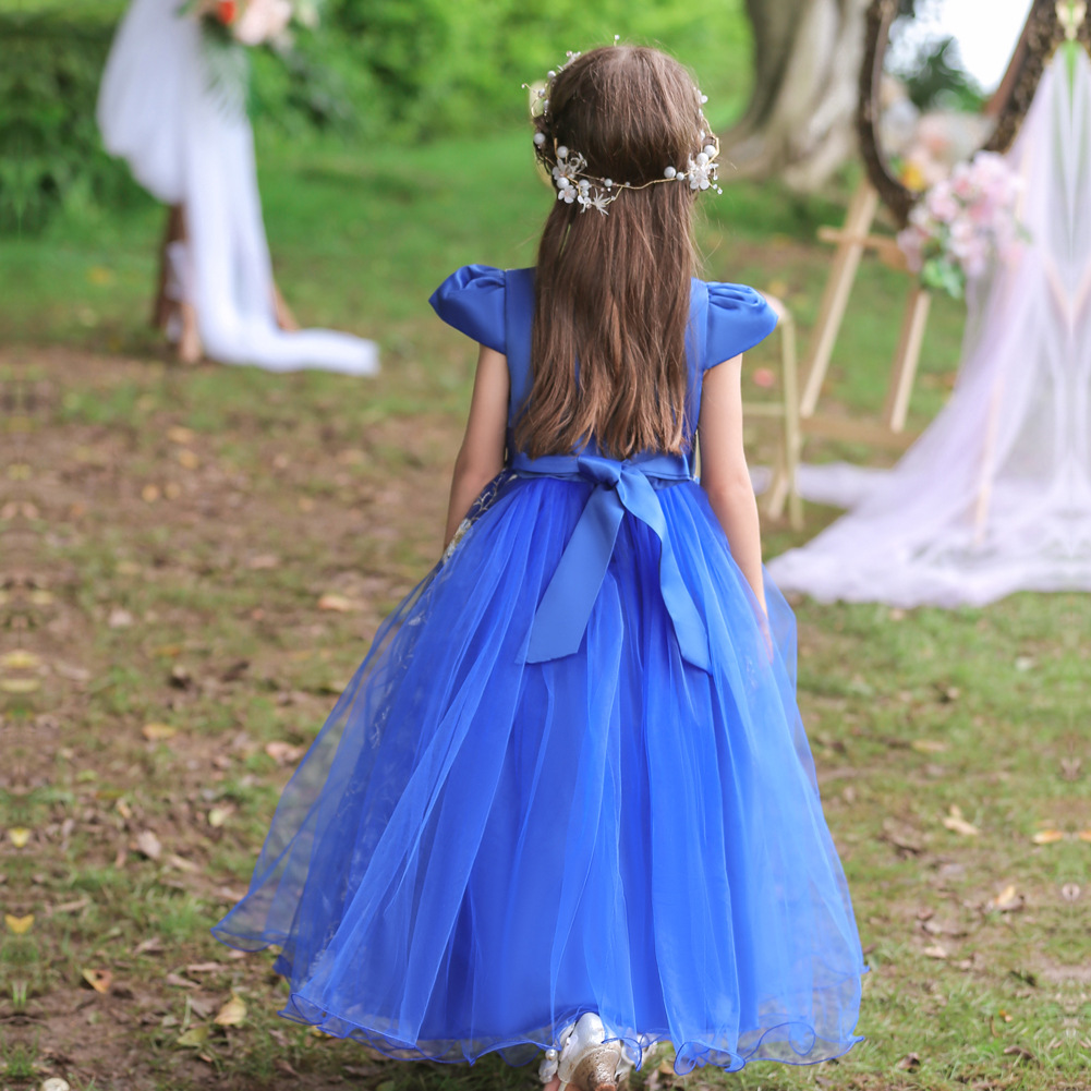 thumbnail image 4 of Vestido infantil Vestido de princesa Vestido de novia para niñas medianas y grandes Falda larga de malla para niñas, 4 of 6