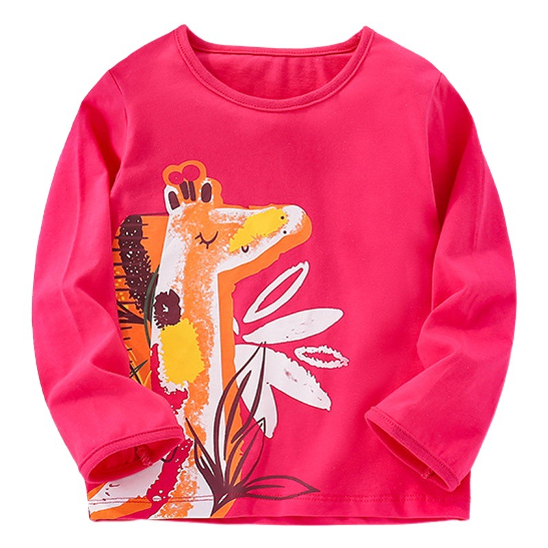 Forestkingdom ropa para niños al por mayor 2023 nueva camiseta de manga larga para niñas de dibujos animados patrón de estilo occidental camisa de fondo